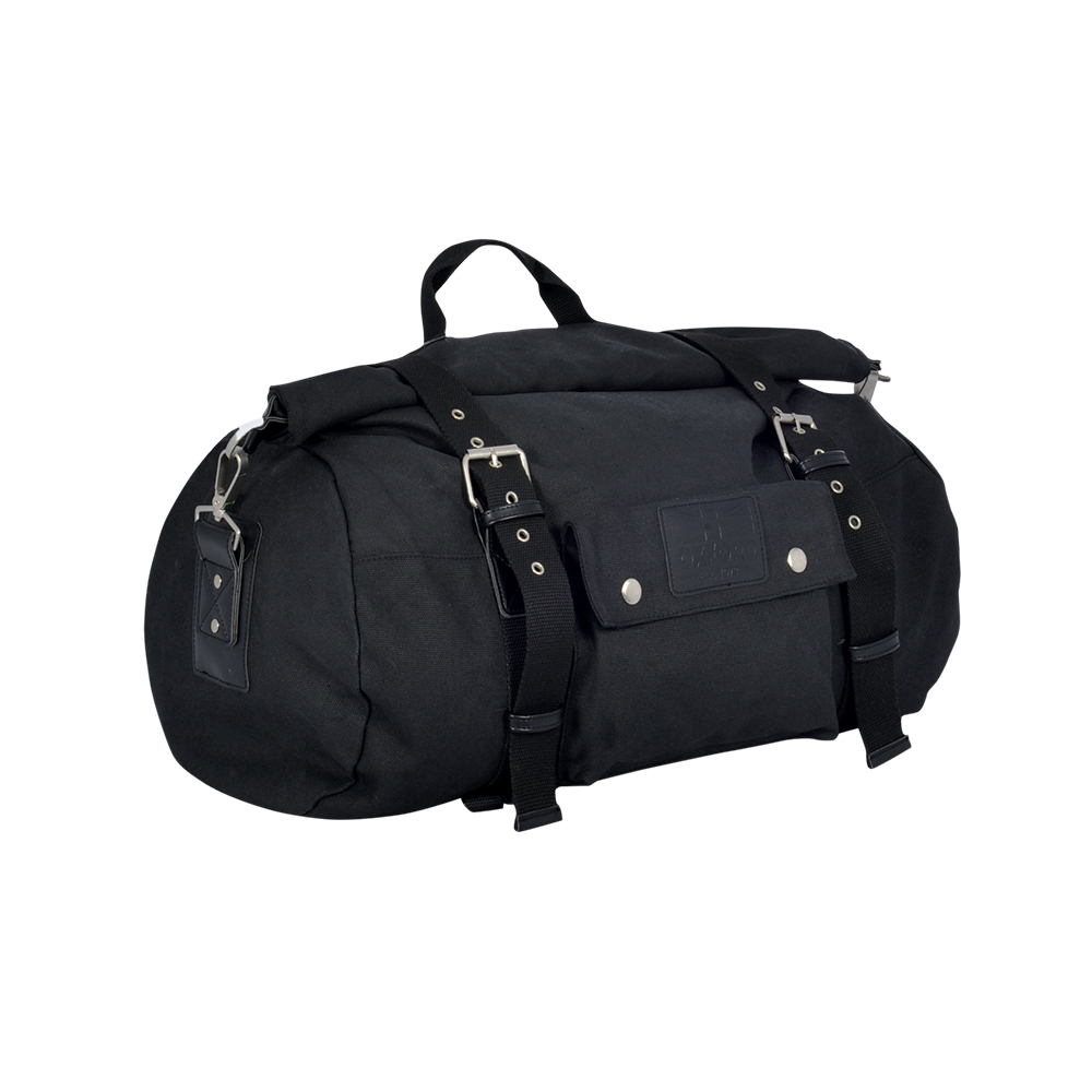 Roll bags, wax cotton. HERITAGE, Black, 30L, Oxford. – Motociclo